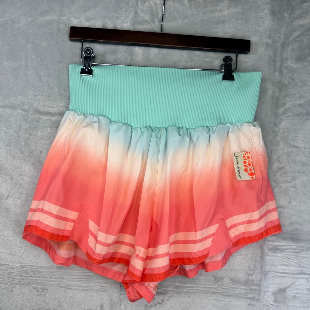 Free People FP Movement The Way Home Shorts Womens XL Orange Ombre High Rise NEW